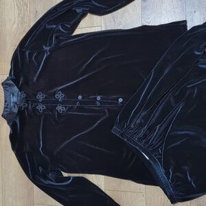 Vtg Impressions Lifestyle + Clio military tunic + midi skirt black velvet L/PL